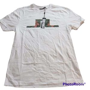 NWT J.Lindeberg Tropical Bridge Graphic Silo Jersey Tee in White Sz S or M